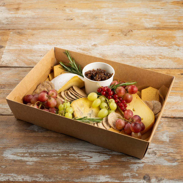 Sharing Cheese Box - Mayfield Swiss, Sussex Blue & Lord London, Basil's Red Onion Chutney, Artisan Crackers & Grapes - Image 2